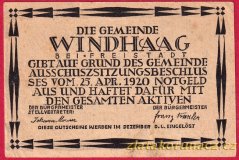 Windhaag - 20 haléřů - 1920