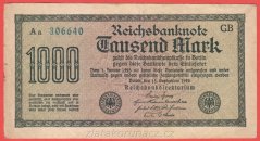 Německo - 1000 mark 15.9.1922 - série Aa-GB
