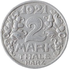 Německo - Thale am Harz - 2 Mark 1921