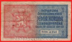 1 koruna b.l.1938/1940 A045 - strojový přetisk