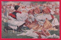 Dívky a chlapec v krojích