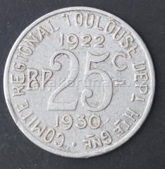 Francie - 25 centimes 1930 Toulouse