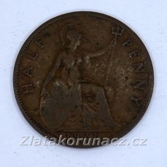 Anglie - 1/2 penny 1927