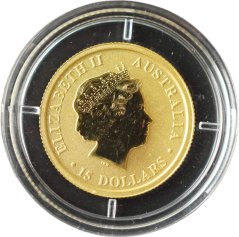 Zlatá mince Austrálie - 15 Dollars 2011 1/10 Oz Nugget Kangaroo Klokan