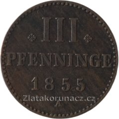 Mecklenburg - Strelitz - 3 pfenninge 1855 A
