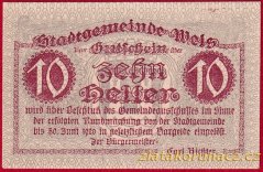 Wels - 10 haléřů - 1920 - červená