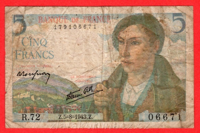 Francie - 5 Francs 5.8.1943