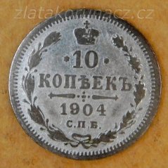 Rusko - 10 kopějka 1904 AR (АР)