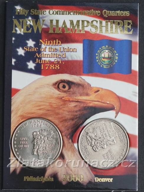 Sada dvou mincí - USA - 1/4 dollar 2000 New Hampshire