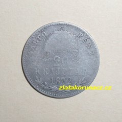 20 krejcar  1872 K.B.