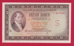 500 Kčs 1946 V, perf."S"