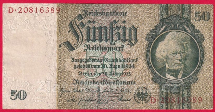 Německo - 50 Reichsmark 30.3.1933 - série D-L,8 m.č.