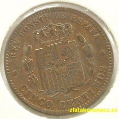 Španělsko - 5 centimos 1879 OM