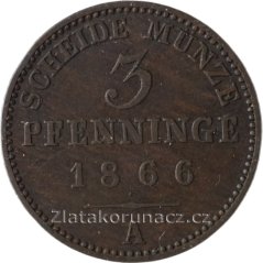 Prusko - 3 pfenninge 1866 A