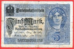 Německo - 5 mark 1.8.1917 C 8m. č.