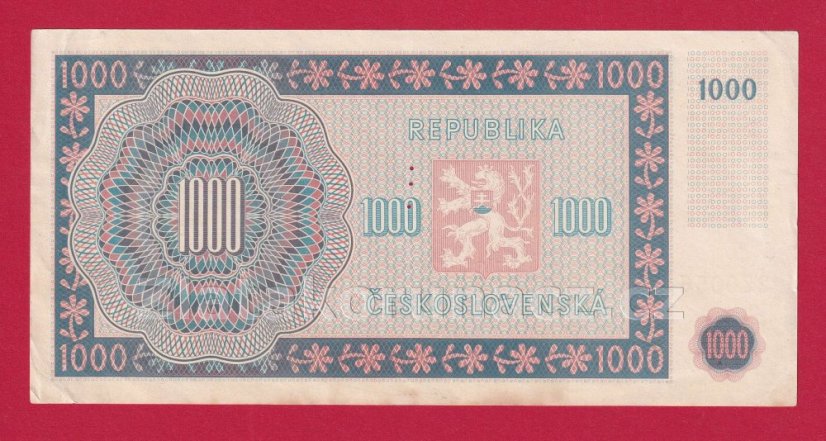 1000 Kčs 1945 24 B perf. uprostřed