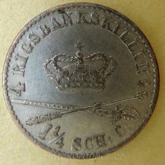 Dánsko - 4 rigsbankskilling 1842 FK/VS