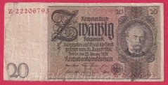 Německo - 20 Reichsmark 22.1.1929 - série Z-E - 8 m.č.,