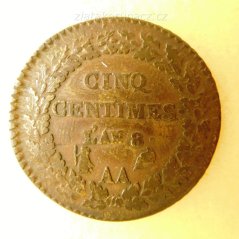Francie - 5 centimes L'AN 8 AA