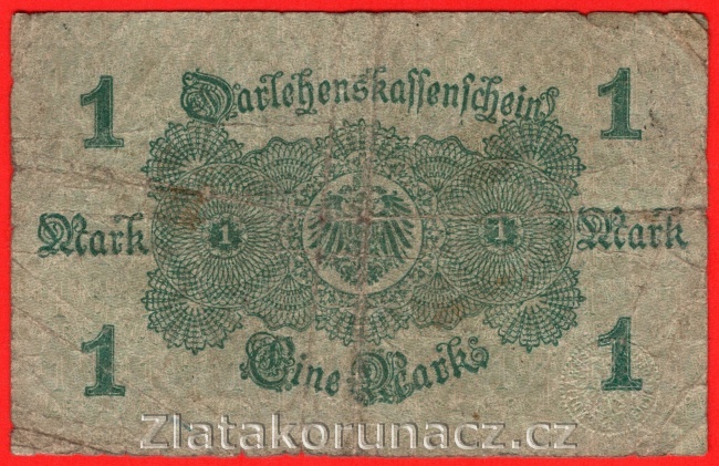 Německo - 1 mark 12.8.1914 - modrá pečeť č.79