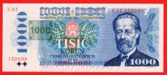 Česká republika- 1000 korun 1985 - kolek tištěný U-37