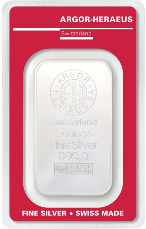 31,1g (1 Oz) Stříbrný investiční slitek - Argor Heraeus