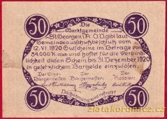 St. Georgen - 50 haléřů - 1920 - fialová