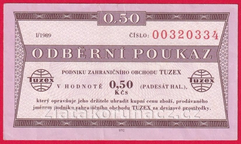 0,50 TKčs-Tuzexová poukázka 1989/I