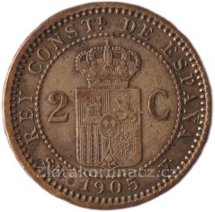 Španělsko - 2 centimos 1905 SM-V