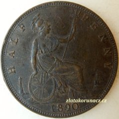 Anglie - 1/2 Penny 1890