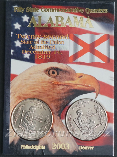 Sada dvou mincí - USA - 1/4 dollar 2003 Alabama