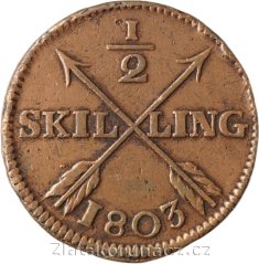 Švédsko - 1/2 skilling 1803