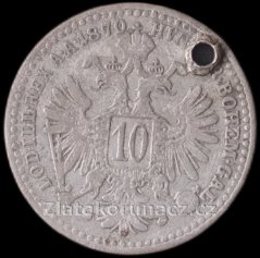 Přívěsek z mince Rakousko-Uhersko - 10 krejcar 1870