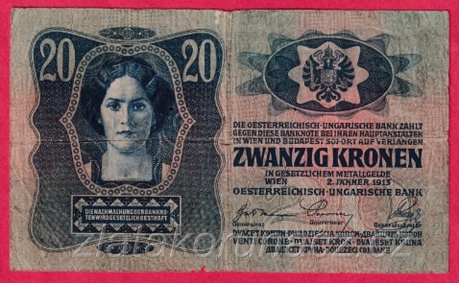 20 K 2.1. 1913 -kolkovaná I.vydání- č. 2315