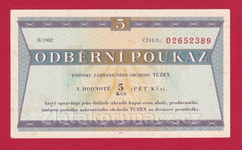 5 Tkčs - Tuzexová poukázka 1982/ II