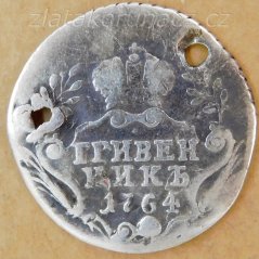 Rusko - 1 grivennik (10 kopějka) 1764 SPB