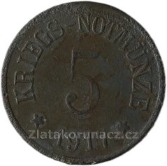 Německo - Arzberg - 5 Pfennig 1917