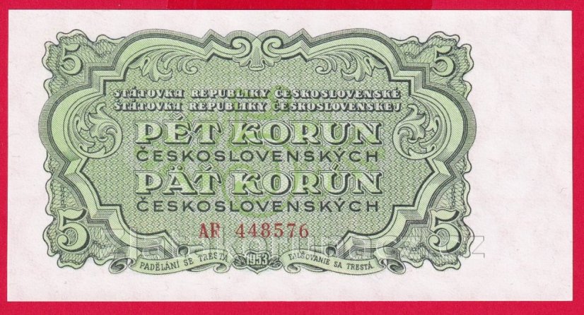 5 Kčs 1953 AR - ruský číslovač