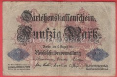 Německo - 50 mark 5.8.1914 - série O -7-m.číslovač