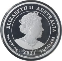 Austrálie - 2 dollars 2021 - 2 oz Rok vola barvený