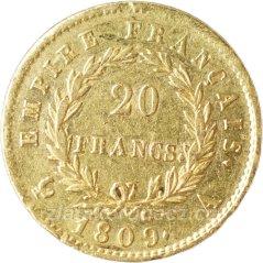 Zlatá mince - Francie 20 Frank 1809