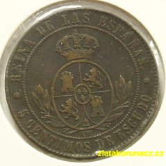 Španělsko - 5 centimos 1868 OM