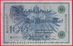 Německo - 100 mark 7.2.1908 - série J-zelená