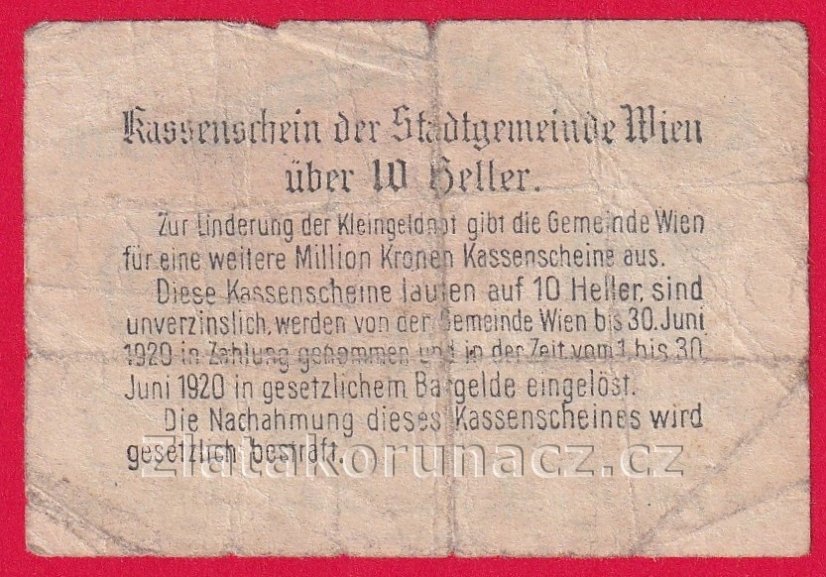 Vídeň - 10 haléřů - 1919