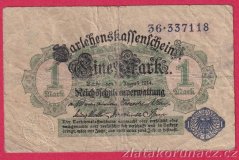 Německo - 1 mark 12.8.1914 -  modrá pečeť č.36