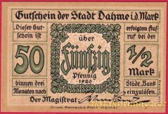 Dahme - 50 pfennig - 1920