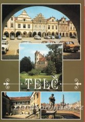 Telč - náměstí s auty, socha