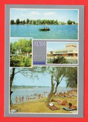 Senec - děti na loďce, lidé u jezera