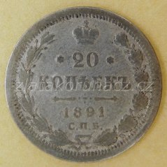 Rusko - 20 kopějka 1891 AG (АГ)