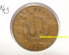 Anglie - 1/2 penny 1943